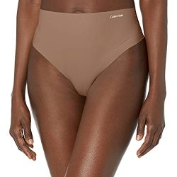 Calvin Klein Women's Invisibles High-Waist Thong Panty, Toasted Taupe, XL